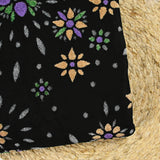 Panne de velours fleurs d'artifice violet et argent fond noir