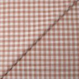 Polycoton tissé-teint aspect lin vichy beige rosé et blanc