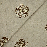Polyviscose natté motifs floraux floqués marron