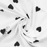 Cotton Poplin estampado Corazón negro Fondo blanco