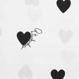 Cotton Poplin estampado Corazón negro Fondo blanco