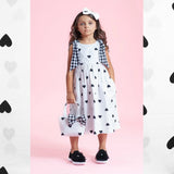 Cotton Poplin estampado Corazón negro Fondo blanco