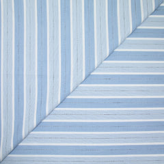 Popeline polycoton jacquard rayure blanche, bleue et noire doupionnée