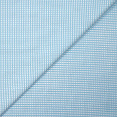 Popeline polycoton tissée-teinte à carreaux Adrien bleu et cyan fond blanc