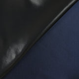 Satin de polyester noir envers marine