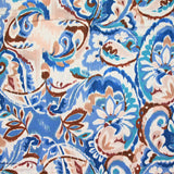 Satin polyester imprimé cachemire flou bleu
