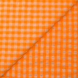 Seersucker Vichy orange fluo et écru