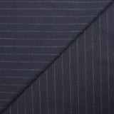 Tissu tailleur flanelle laine mélangée rayé fond bleu marine