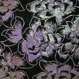 Tulle sequin brodé pivoine blanc fil doré