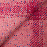Tweed de laine mélangée à carreaux framboise et confettis fond rose