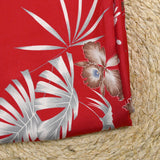 Twill de viscose imprimé Hawaii fond rouge fraise