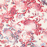 Velours de coton ras cachemire rouge fond blanc