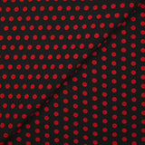 Viscose imprimée à pois 8mm rouge fond noir