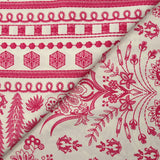 Viscose imprimée broderie d'Oaxaca fuchsia fond blanc cassé