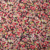 Viscose imprimée bruyères framboise et jaune fond noir