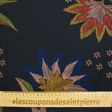 Viscose imprimée fleurs en traits fond noir