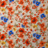 Viscose imprimée lien floral orange fond écru