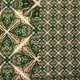 Viscose imprimée mandala botanique vert fond écru