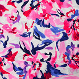 Viscose imprimée murmure rose et marine fond blanc