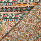 Viscose imprimée paon impérial beige fond écru