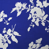 Viscose imprimée silhouette florale fond bleu électrique