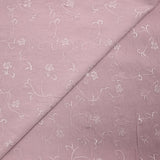 Voile de polyester brodé floral bohème rose poudré
