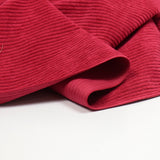 Raspberry ribbed polyester velvet
