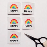 Étiquettes tissées  "Happy " x 5
