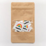 Étiquettes tissées  "Happy " x 5