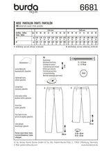Patrón N ° 6681 Burda: pantalones atemporales