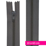 Cierre de nylon no separable de 10 a 60 cm de gris