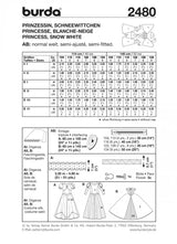 Patron n°2480 : Déguisement Princesse, Blanche Neige